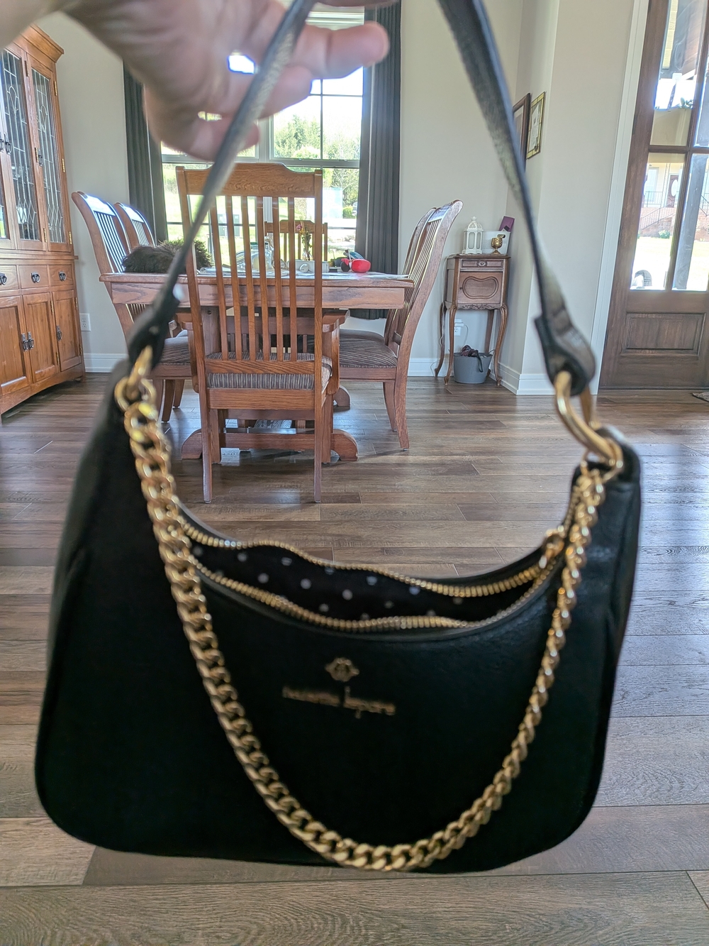 Nanette Lepore Black Shoulder Bag with‎ Gold Chain
